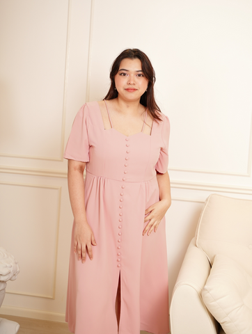 VALENTE Button Front With Slit Maxi Long Dress