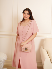 VALENTE Button Front With Slit Maxi Long Dress