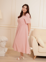 VALENTE Button Front With Slit Maxi Long Dress