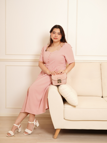 VALENTE Button Front With Slit Maxi Long Dress