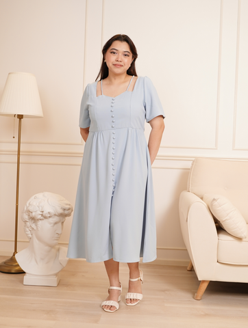 VALENTE Button Front With Slit Maxi Long Dress