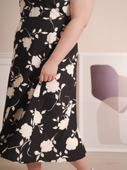 VALERIE Ruffle Trim Sleeve Floral Prints Maxi Dress