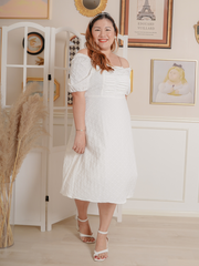 ADRIEL White Engagement Dress With Silver Shoulder Chain