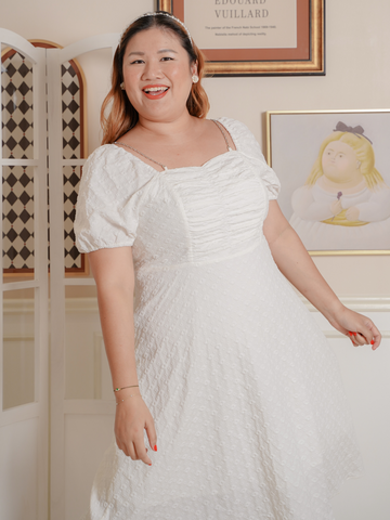 ADRIEL White Engagement Dress With Silver Shoulder Chain